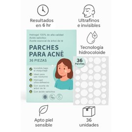 Parches para Acné 36 Piezas – Hidrocoloide con Ácido Salicílico y Árbol de Té, Invisibles Bajo Maquillaje, Ultrafinos, Antiespinillas y Granitos – Uso