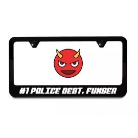 Darktech Funny Police Joke License Plate Frame | Black Metal | Humor Hilarious Cop Funder
