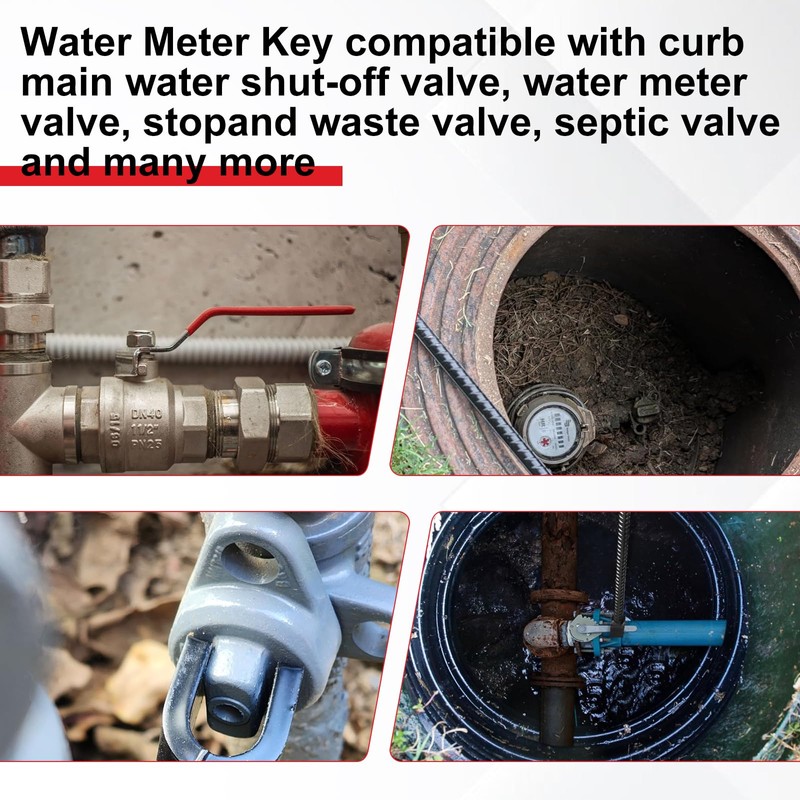 TNITRIB 17 Inch Water Meter Key with 4-Way Utility Key