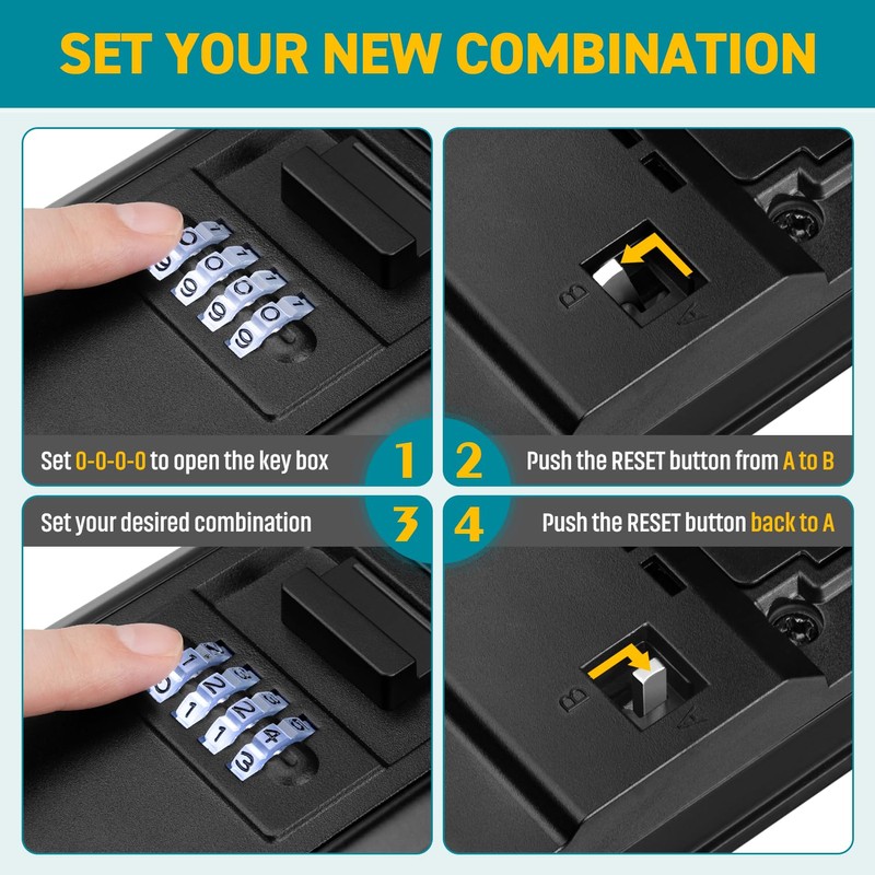 TEUEN Key Lock Box, Waterproof Wall Mount Lock Box for