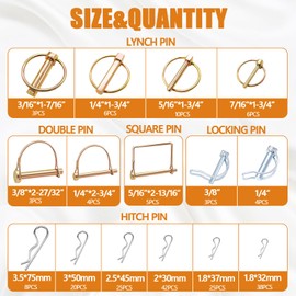 mankk 202PCS Heavy Duty Hitch Pins Clip Pins Assortment Kit Tractor Pins Linch Pins PTO Pins R Clip Pins Hair Pins,for Farm Tractors Trailers Trucks Attachments Lawn Mowers M-149-202PCS