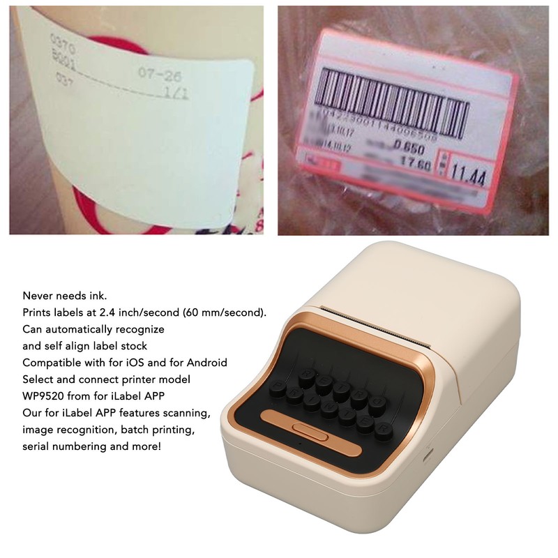 WP9520 Inkless Label Maker Bluetooth Auto Recognize Thermal Label Maker