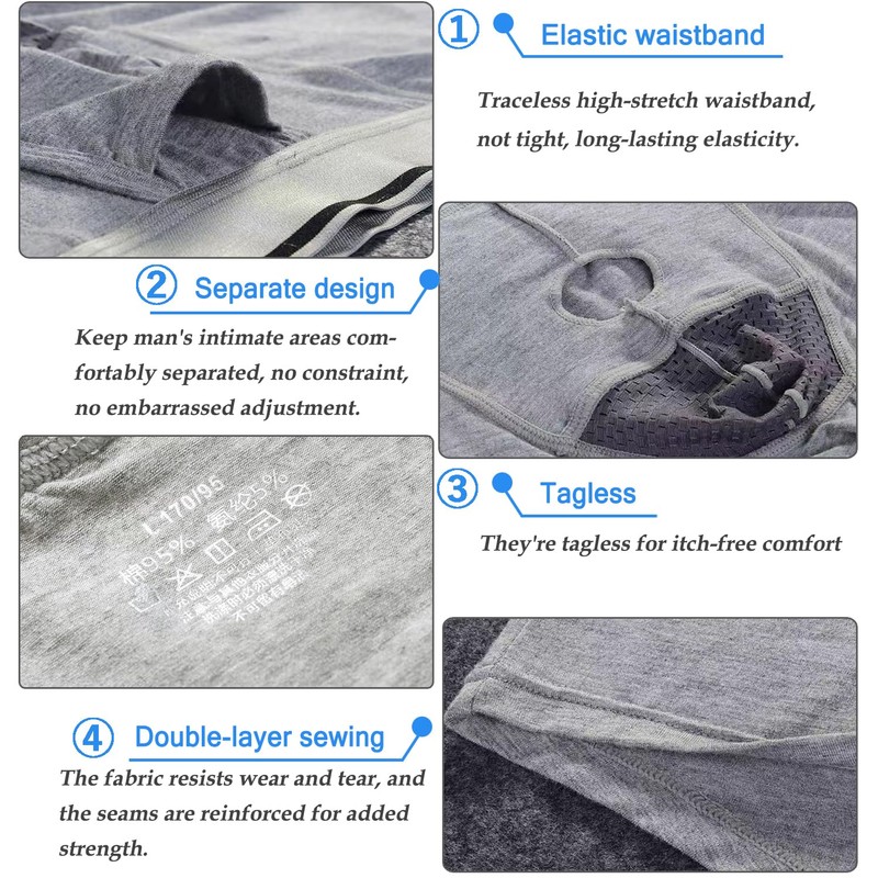 Feelonger Mens Functional Boxers Briefs Separate Underwear Enhancing Pouch Trunks