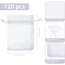 Naler 120 Bolsas de Organza para Dulces 10 x 15 cm, Bolsitas Transparentes con Cordón para Regalos de Fiestas Recuedos de Boda Bautizo Saquito para Guardar Cositas como Joyas