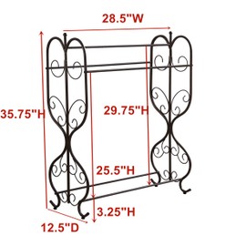 Kings Brand Furniture - Freestanding Pewter Metal Towel Rack Stand with 3 Bars for Bathroom, Bedroom, Laundry Room, Blanket Rack