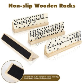 LOVITERRA Double 6 Dominos Set for Adults, Durable 28 Tiles Dominos with 4 Wooden Racks and Carrying Case,Classic Board Games,Portable Travel Game