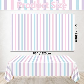 Hegbolke 4Pcs Pastel Stripes Tablecloths, Ice Cream Table Cloth for Kids Baby Shower Sweet One Birthday Donut Themed Party, 51 x 86 Inch