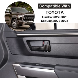 Aunginsy Car Inner Door Handle Protective Trim Covers Compatible with Toyota Tundra/Sequoia 2022-2023 Car Interior Front Rear Door Handrail Handle Panel Moulding Trim Frame Decorative ABS Accessories