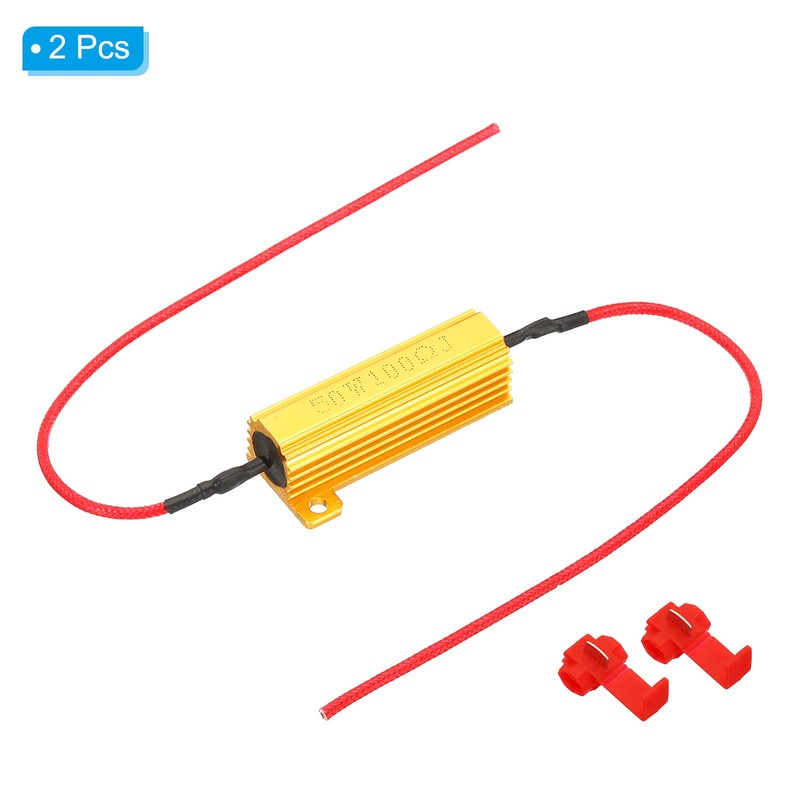 PATIKIL 2pcs 50W 100ohm Aluminium Case Resistor Housing Wire Resistors