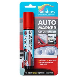 Car Marker Pens Auto Writer Red - Windows, Glass, Tire, All Surfaces - Any Motorcycle, Truck or Bicycle, Wet Erase Removable Markers Pen (Red, Wide 15mm Tip)