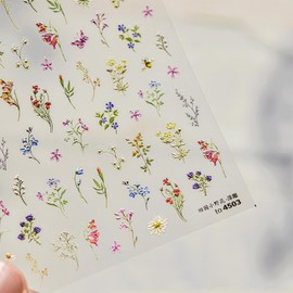 JMEOWIO 3D Embossed Flower Nail Art Stickers Decals Self-Adhesive 5D Spring Summer Floral Nail Supplies Nail Art Design Decoration Accessories 1 Sheets
