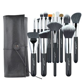 Brochas de Maquillaje duraderos, 15 PCSSET Pinceles de maquillaje profesional con estuche de cuero ajustable Estuche portátil adecuado for viajar...  