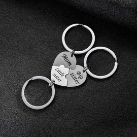 BESPMOSP 3PC Mom Big Sis Little Sis Keychain Mum Daughters Keyring Mother's Day Gifts Best Friend Jewellery