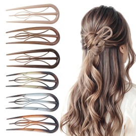 6PCS Prestige Hair Pins for Women, U Shaped French Hair Pins with Internal Teeth for Fine Thin Thick Hair Bun Twist Hairstyle Accessories (Bright Series)