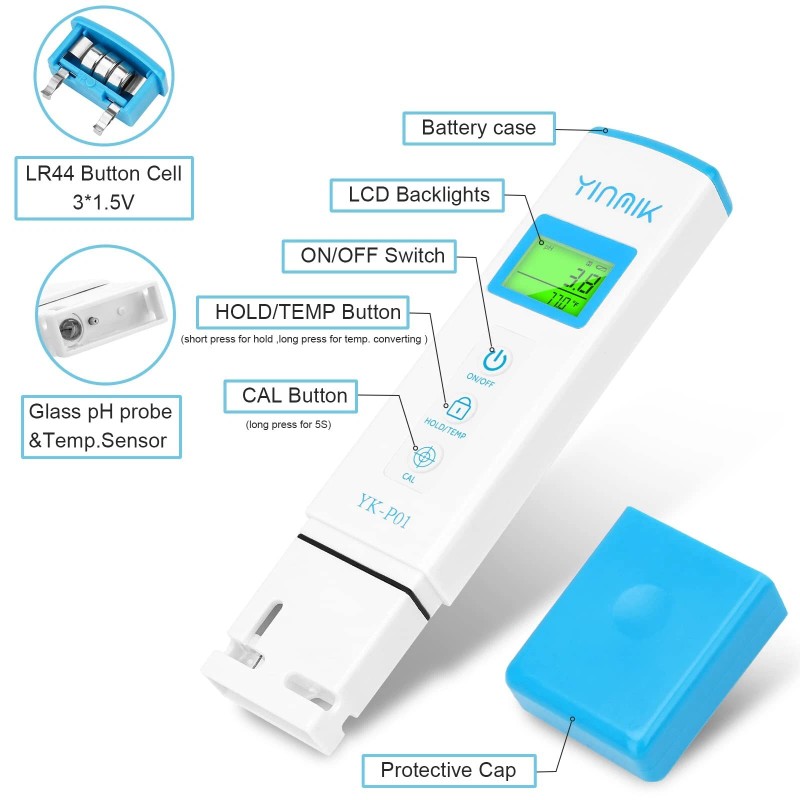 YINMIK Digital pH Meter TDS Meter Combo Accurate Measurement for