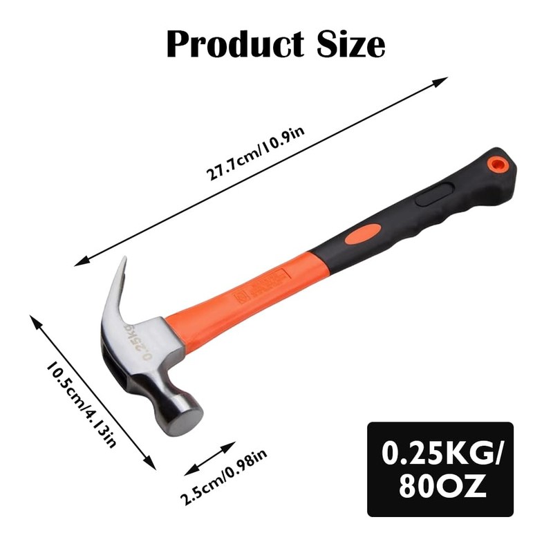 Claw Hammer 225G (8OZ) Carbon Steel Forging Small Hammer Rust-Proof