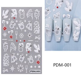 Christmas Nail Art Stickers 5D Snowflake Santa Claus Nail Sticker Decal Embossed Self-Adhesive Nail Art Design Luxury Christmas Nail Decoration Supplies