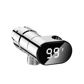 JDO Shower Head Holder for Shower Head, Mount Bracket With LED Display Shower Thermometer, IPX7 waterproof Shower Head Thermometer Suitable for Baby Bath Kitchen Bathroom