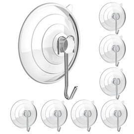 Hangerspace Suction Cup Hooks, Upgrade 2.5 Inches Clear PVC Suction Cups with Metal Hooks 7 LB Heavy Duty Removable Large Suction Cups for Kitchen Bathroom Shower Wall Window Glass Door 8 Pack
