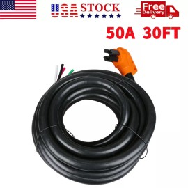 EPICORD RV/Generator Power Cord 50 Amp Male Plug to Bare Wire Loose End Plug W/Handles