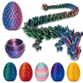 phxdance 3D Printed Dragon Egg, Dragon Egg with Dragon, Mysterious Dragon Toy, Movable Dragon, Dragon Toy for Easter Decoration (Laser Red Blue Green)