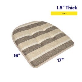 Sweet Home Collection Chair Cushion Memory Foam Pads Tufted Slip Non Skid Rubber Back U-Shaped 17" x 16" Seat Cover, 6 Count (Pack of 1), Bradford Beige/Brown