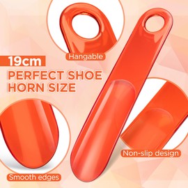 Senbers Plastic Shoe Horn for kids 7.5 Inch - Small Shoe Horn Travel Size Shoe Helper Shoehorn plastic Shoe Spoon for Kids Women(Red-orange Color)