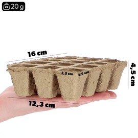 KADAX Peat pots, cultivation pots, degradable cultivation pots, seedlings cultivation plates, organic pot, cultivation pot, paper pots, growth plugs, fibre pots (10, rectangular)