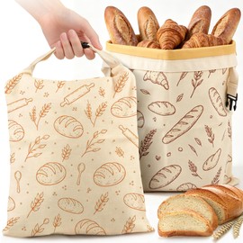 2‑Pack Beeswax Bread Bags, Detachable, for Keeping Bread Fresh