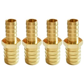 Uenede 4PCS Brass 5/32" to 1/4" OD Barb Reducer Barbed Hose Fittings Hex Reducing Splicer Mender Fitting for Water/Oil/Gas
