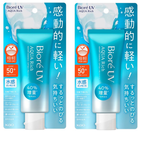 Biore UV Aqua Rich Watery Essence Sunscreen Sun Cream SPF50+ PA++++ 70g Sun Protection Made in Japan, Pack of 2