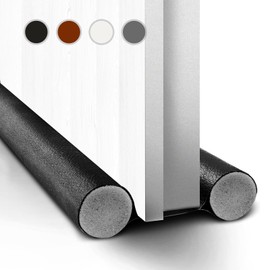 2 pieces draught excluder for doors 96 cm, door draught stopper, door seal bottom, sound and dustproof door floor seal, draughts cold noise stop (black)