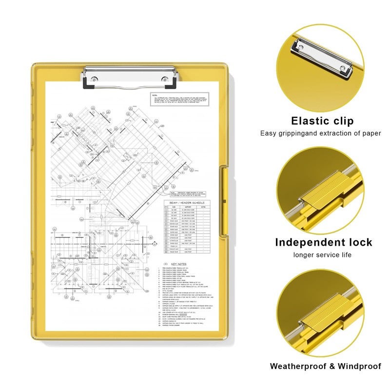 Hongri Clipboard with Storage, Yellow 8.5 x 11 Folder Nursing