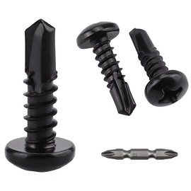 #6 x 1/2" (100 Pack) Stainless Steel Phillips Pan Head Sheet Metal Screws, Stainless Steel 410 Self Tapping Screws for Metal, Dovetail Screws, Black Coated