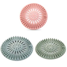 KDDOM 3 Pcs Silicone Hair Stopper Shower Drain Covers Sink Strainer for Bathroom, Bathtub and Kitchen