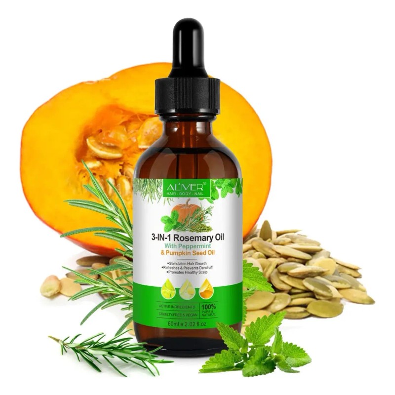 Aceite 3 En 1 Romero Menta Calabaza Crecimiento Hidratación