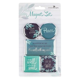 Christian Art Gifts Teal Refrigerator Magnets Well With My Soul Hymn Inspirational Fridge Magnet Mini Variety Set/5