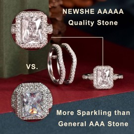 Newshe 2.78Ct Wedding Band Bridal Ring Enhancer Engagement Ring Set for Women 925 Sterling Silver Radiant White Gold 5A Cz Size 9.5