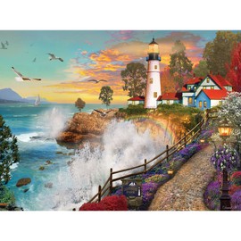 Bits and Pieces - 500 Piece Jigsaw Puzzle for Adults - ‘Lighthouse Park’ 500 pc Large Piece Sunset by The Ocean Jigsaw by Artist David Maclean - 18” x 24”