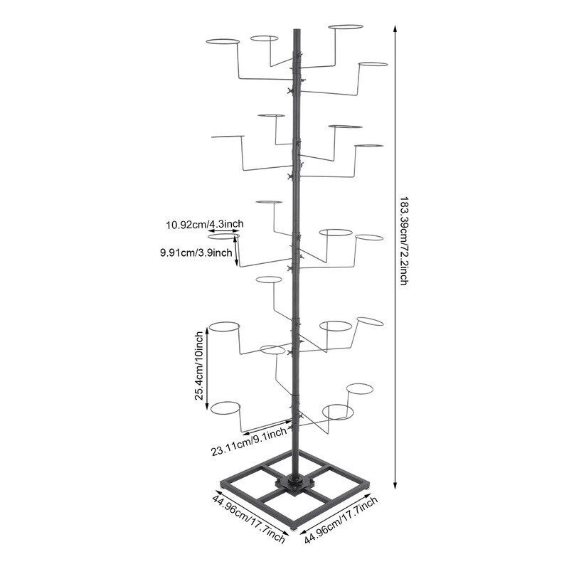 5 Tier Freestanding Metal Hat Organizer Rack with 20 Hookers,