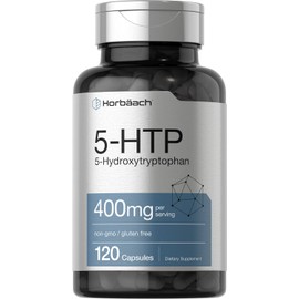 Horbäach 5-HTP 400 mg, 5-HTP Extra Strength, Sin OMG, sin gluten, 5 hidroxitriptófano - 120 cápsulas