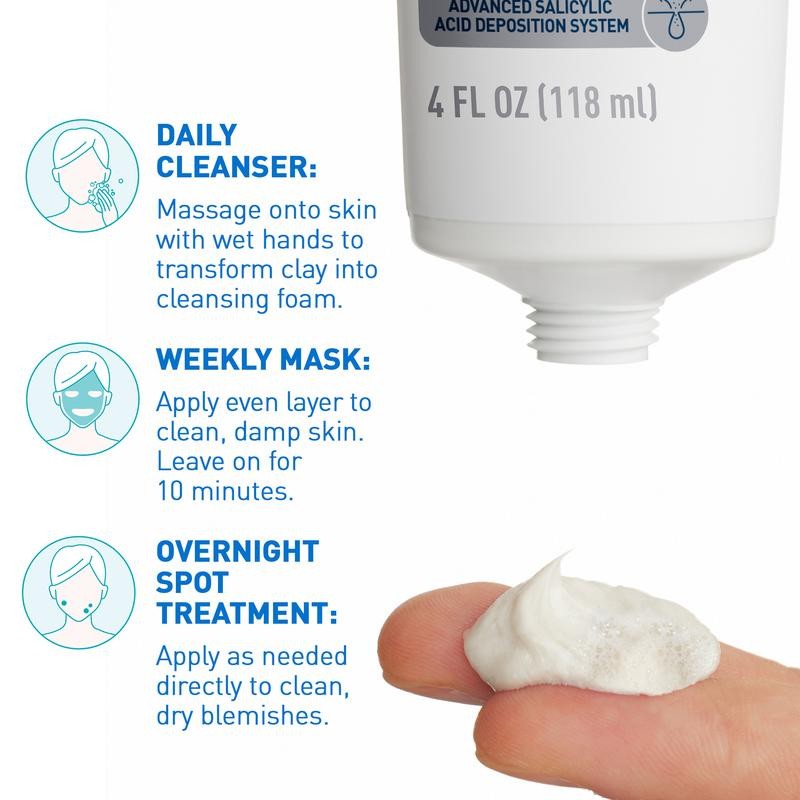 CeraVe Acne Clay To Foam Cleanser 4oz