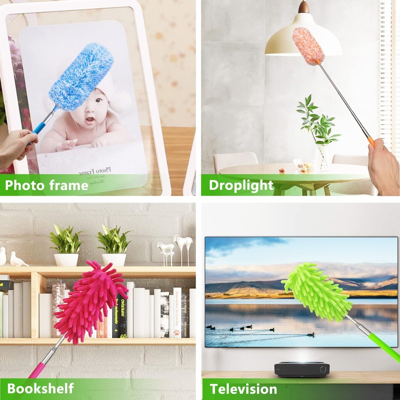 4 pcs Extendable and Washable Microfibre Feather Duster,13" to 30"