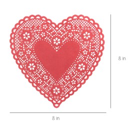 Hygloss Products Heart Paper Doilies – 8 Inch Red Lace Doily for Decorations, Crafts, Parties, 12 Pack