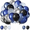 Latex Balloons, Navy Blue Silver, 49 Pieces Metallic Blue Confetti