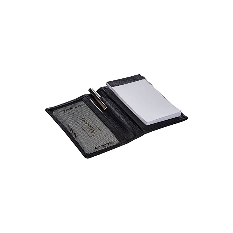 ALASSIO Monza 43065 Notepad Case Genuine Leather Black 7.5 cm