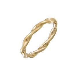 Elli Filigree Stacking Gold Twist Ring, Brass, No Gemstone