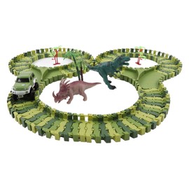 Dinosaur Race Track Car Toys Flexible Tracks Easy To Assemble Electric Dinosaur Road Race Playset for Boys Girls