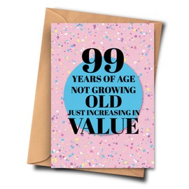 Fat Flamingos 99th Birthday Card - 99 Years of Age Not Growing Old Just Increasing in Value Funny Card for Him, Godfather, Twin (A5 - 5.8x8.3inch - 14.8x210cm) With Envelope