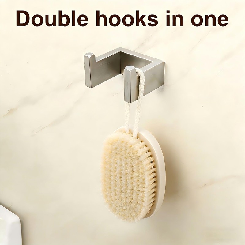 Mgoodoo 2 Pack Double Towel Hook Brushed Nickel 304 Stainless